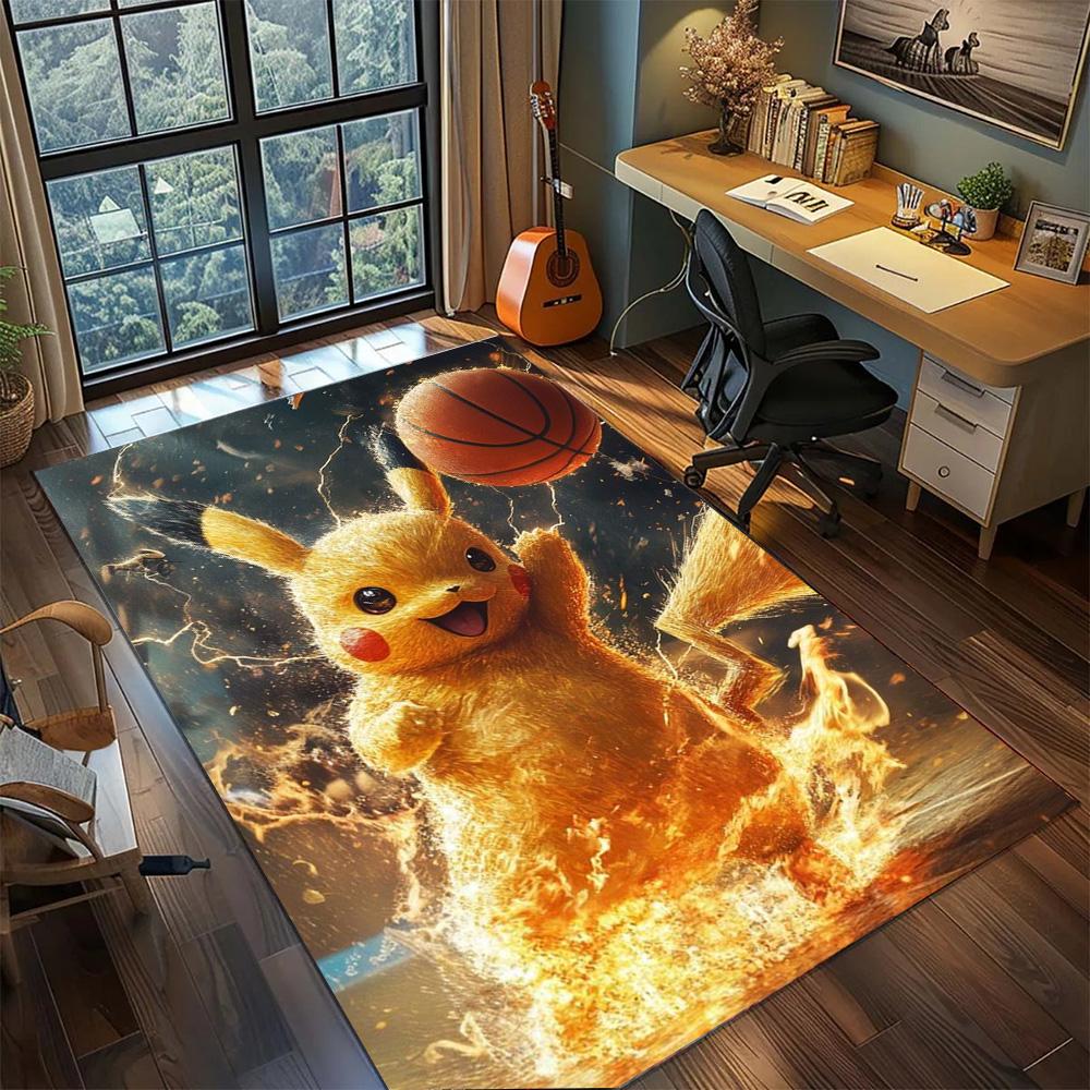 Pikachu Floor Mat Washable Non Slip, Fashion Large Area Rug Carpet for Home Gamer Bedroom.-TING