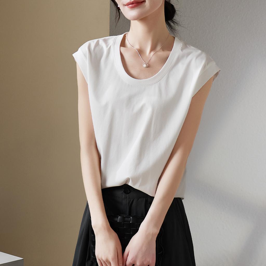 U-neck Casual T-shirt for Women In 2026 Summer Fashion, Loose and Versatile, Slimming Solid Color Top