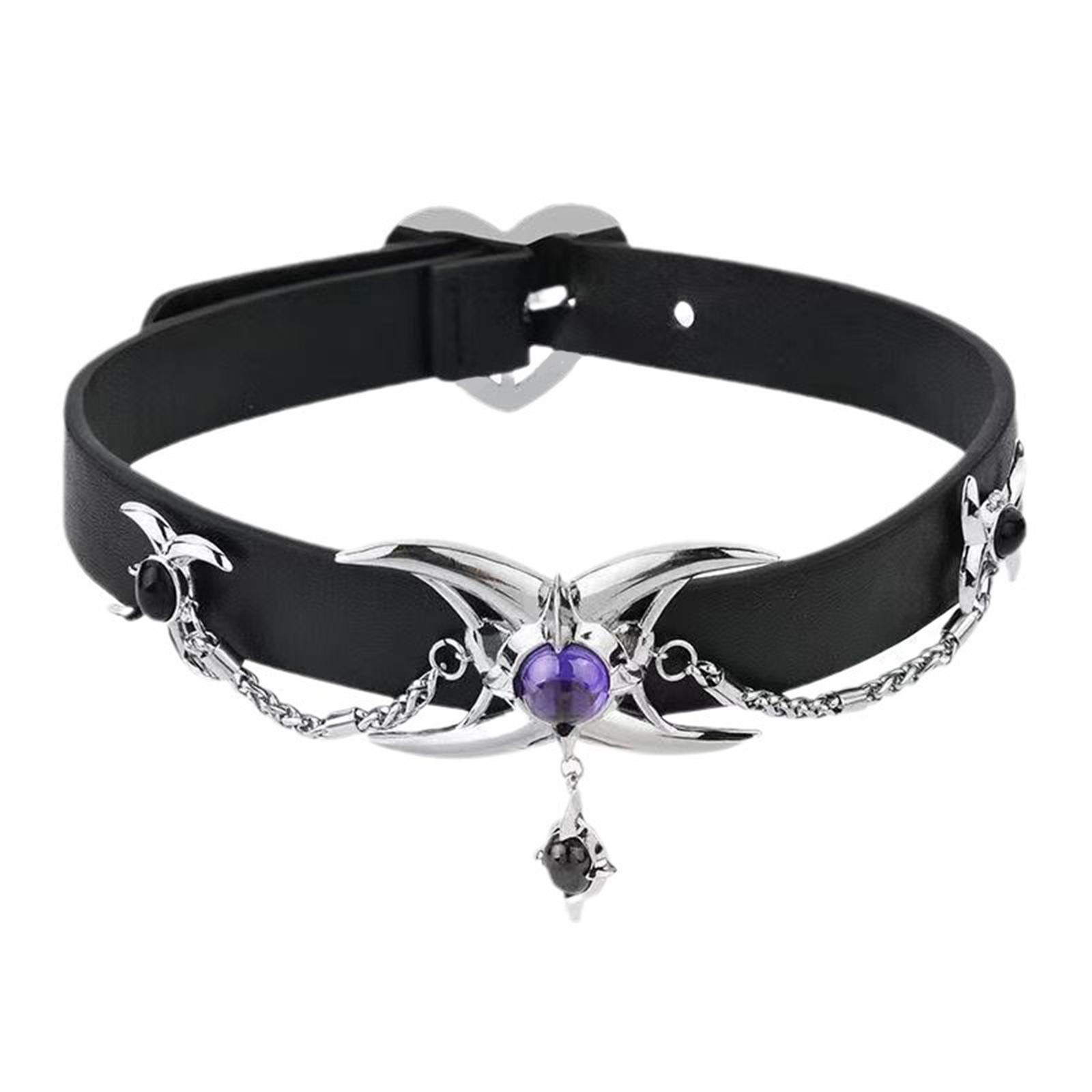 

Ожерелье-чокер в готическом стиле в стиле панк для женщин с регулируемой длиной цепи, прочная искусственная кожа и сплав материалов