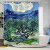 Waterproof Shower Curtain Featuring Van Gogh's The Olive Trees At Night Perfect for Your Bathroom Decor