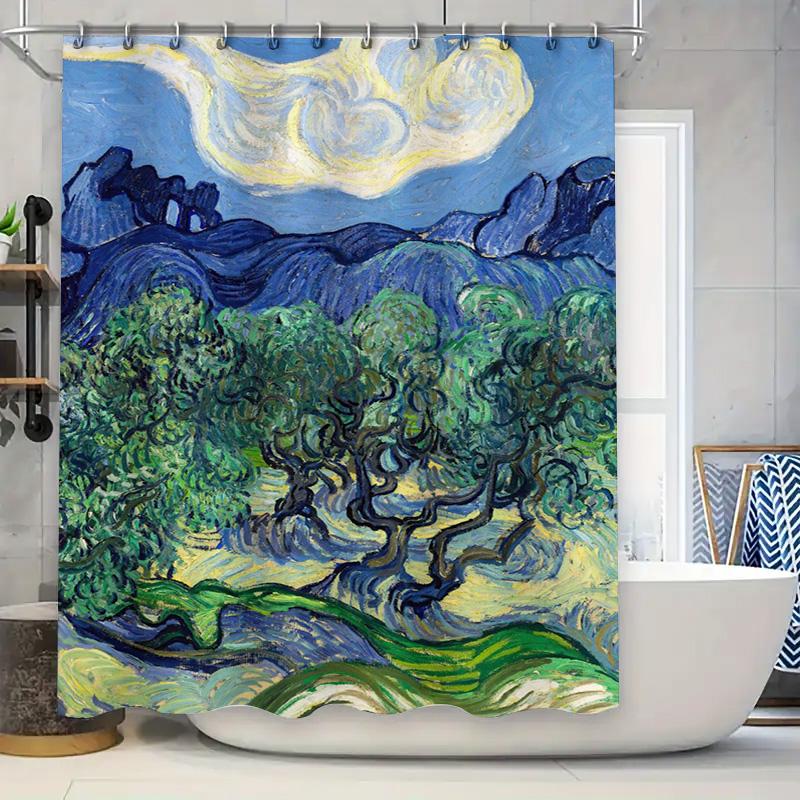 

Waterproof Shower Curtain featuring Van Gogh s The Olive Trees at Night Perfect for Your Bathroom Decor 90x180cm