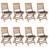 Folding Garden Chairs Set of 8 with Cushions Acacia Wood