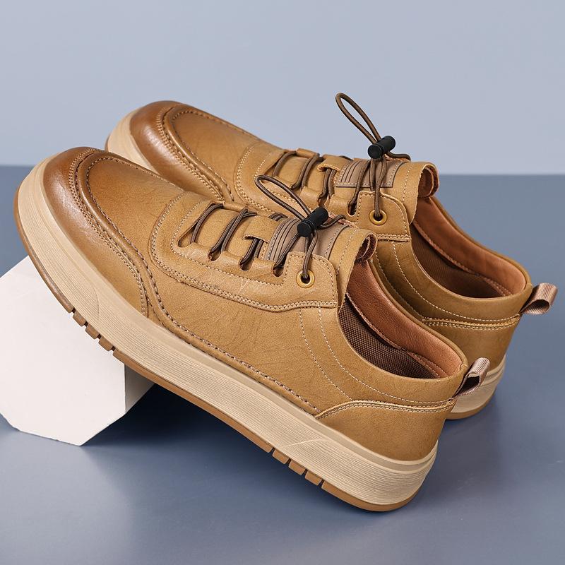 

Мужские кожаные туфли в британском стиле весна и осень, платформа, деловые повседневные дерби, мужские свадебные туфли 44 коричневый