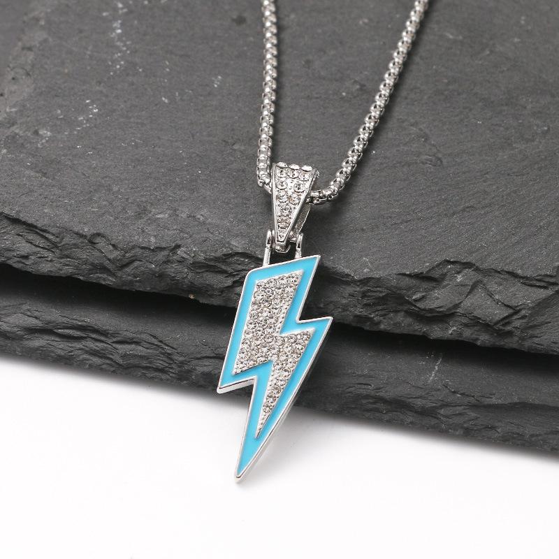 Trendy Cross-Border Rhinestone Pendant Necklace: Unisex Hip-Hop Style Stainless Steel Chain.