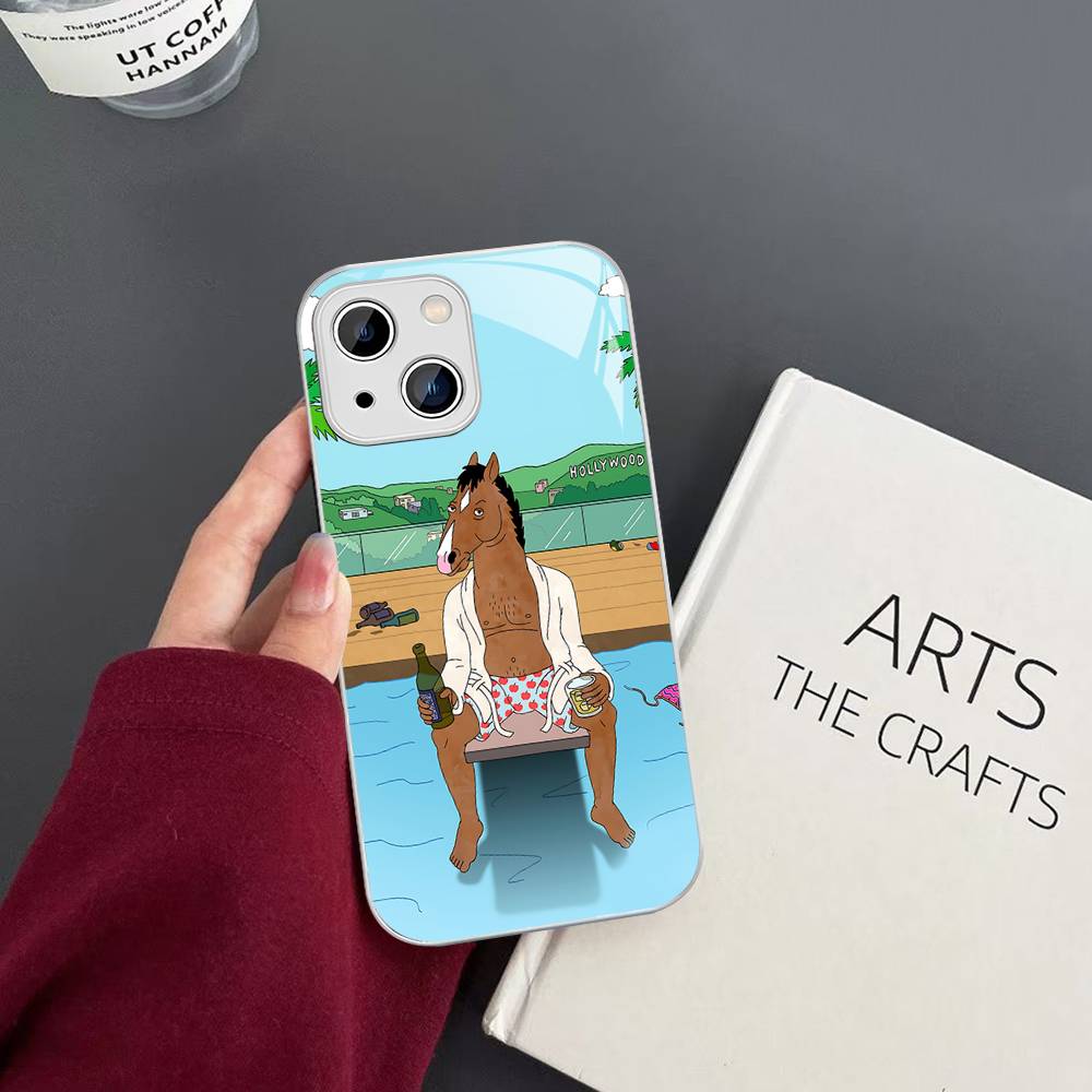 Cartoon B-BoJack Horseman For IPhone 14 13 12 Mini 11 Pro XS Max X XR 14 Plus Tempered Glass Cover