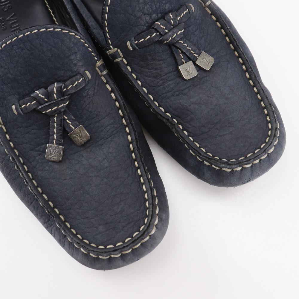Louis Vuitton Monte Carlo Moccasin Driving Shoes Navy Blue Suede Mens Used