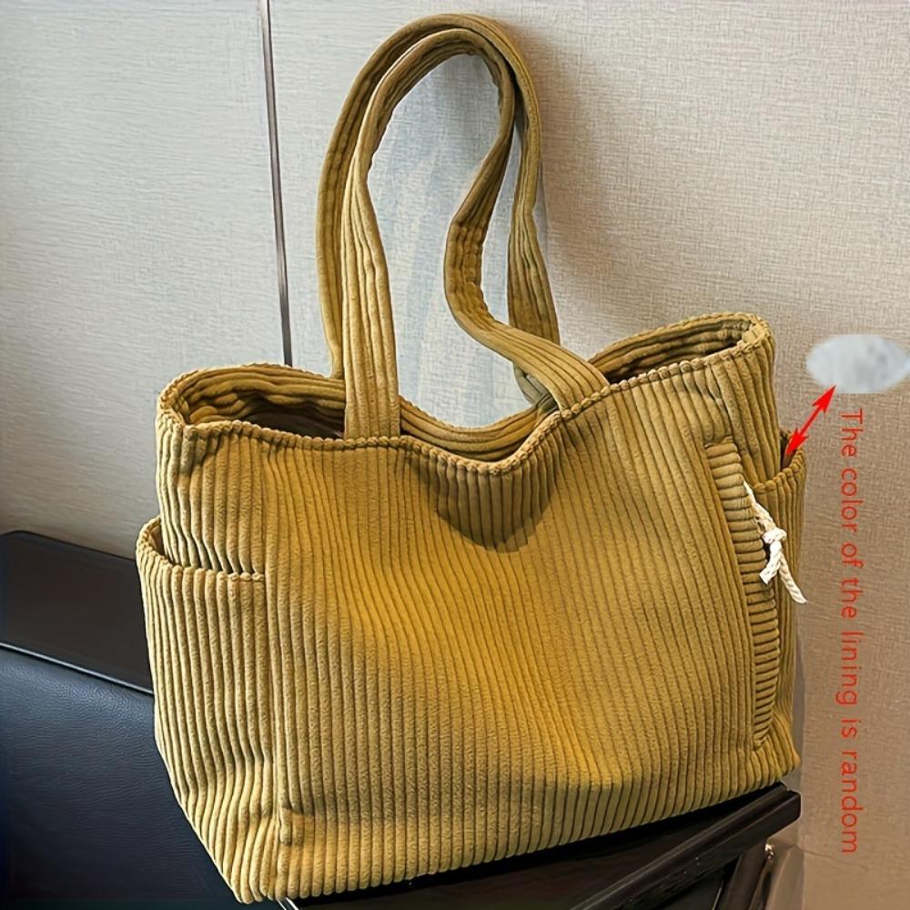 Neformální manšestrová kabelka se zapínáním na zip, lehká a velká kapacita, pevný ramenní popruh a polyesterová podšívka, pevná kabelka pro každodenní dojíždění