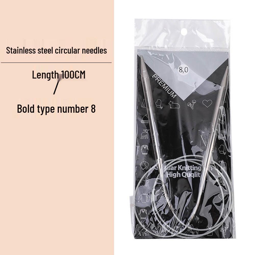 23cm Wool Knitting Circular Needle Set for Sweaters & Sleeves - Stainless Steel & Bamboo.