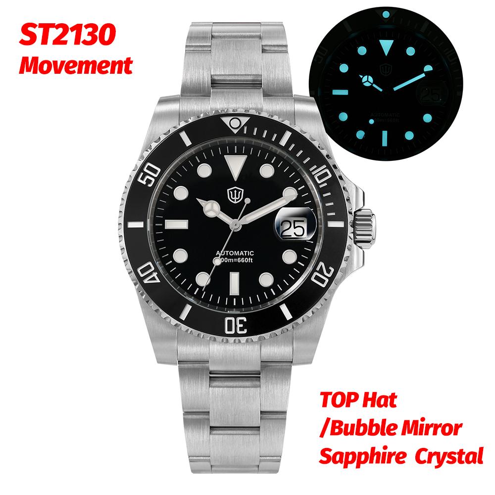 Watchdives WD5512B V2 GMT Dive Watch ST2130 Automatic Bubble Mirror Sapphire BGW9 200M Waterproof Luxury Men Mechanical Watch