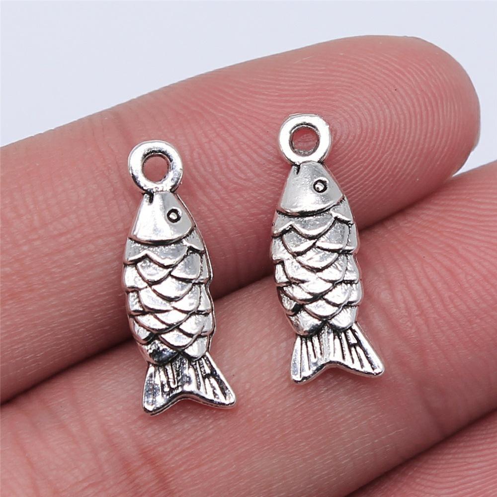 20 Stück Fisch Anhänger Antik Bronze Silber Farbe Anhänger DIY Basteln Herstellung Zubehör Handgefertigt Tibetischer Schmuck Für Schmuckherstellung