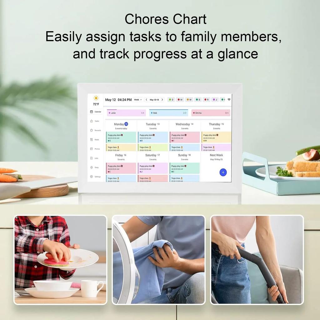 15,6 Zoll Touchscreen WLAN Smart Digitaler Kalender Interaktives Display Digitaler Bilderrahmen Kalenderplaner mit APP für Familie