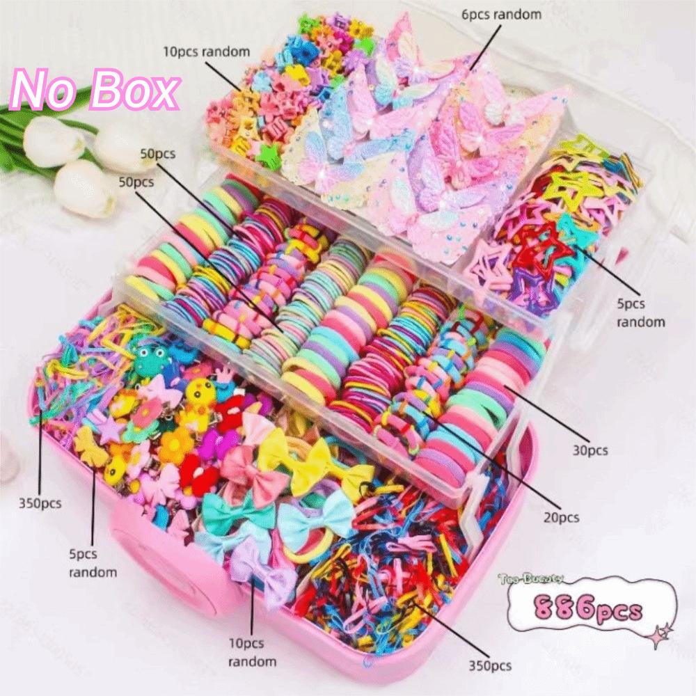 Fabric Hair Accessories Set Colorful Bow Barrettes New Elastic Hair Bands Kids Hairstyling