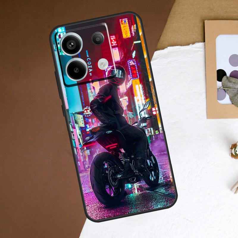 Neon Motorcycle Biker Phone Case For Redmi Note 12 13 Pro Plus 9 10 11 Pro 9S 10S 11S 12S Redmi 10C 12C 13C Cover