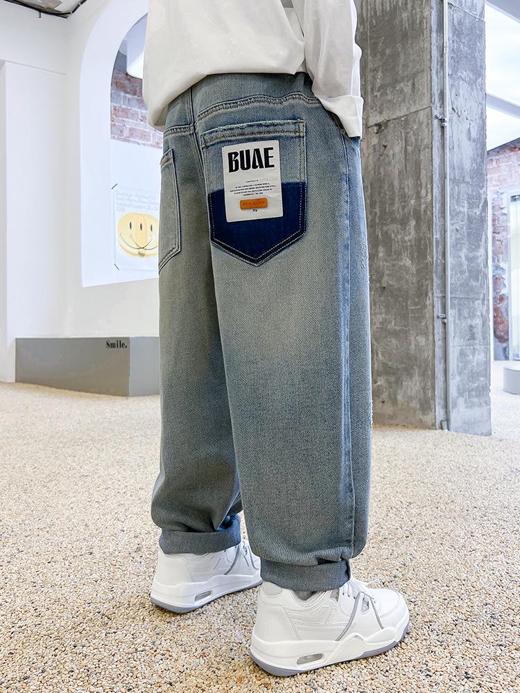 Boys' Cool Soft Denim Jeans: Stylish, Loose-Fit Sporty Trousers for Autumn 2025