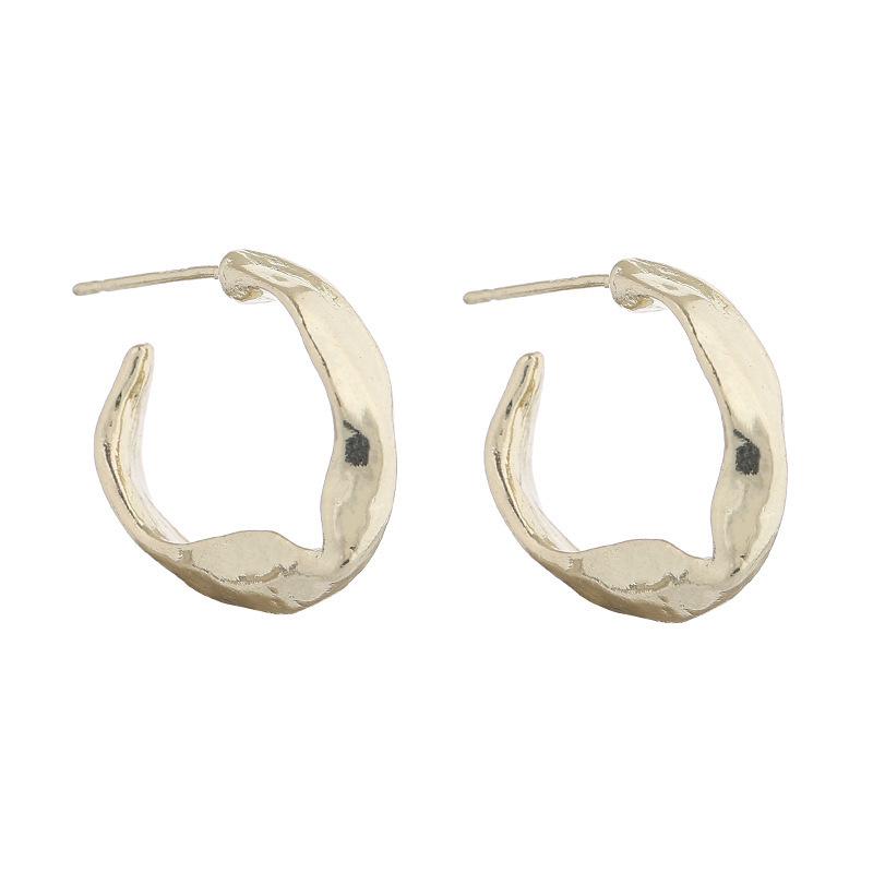 Elegant Irregular Pleated C-Shaped Hoop Earrings for Women