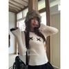 Koreanischen Stil Elegante Pullover Süße Vintage Langarm Strick Pullover Herbst Winter Patchwork Pullover Ästhetik
