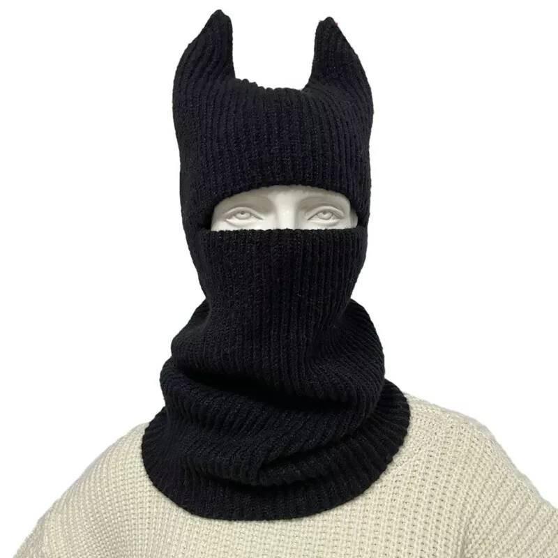 Cozy And Stylish Knitted Beanie Hat With Horns For Halloween Fun And Winter Warmth