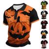 Men's Halloween Short Sleeve Shirt with Collar for Casual Holiday Wear