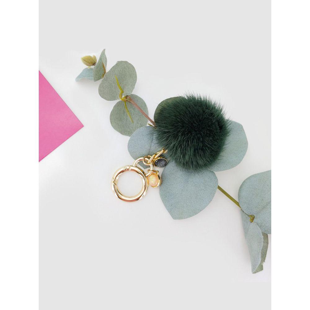 LALA Natural Mink Fur Keychain - Green