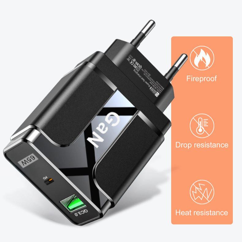 PD33W QC3.0 GaN Multi-Port Fast Charger - 9V/12V European Standard