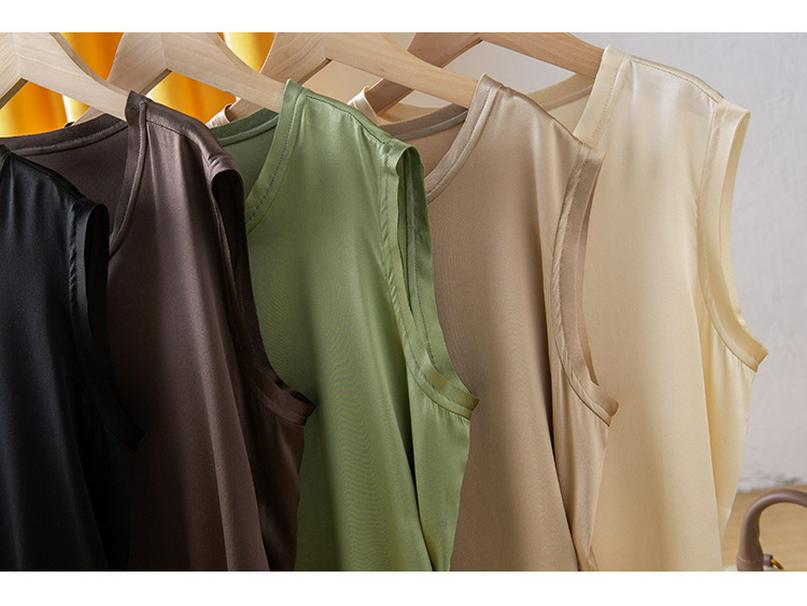 Women's Summer Silk Camisole - Mulberry Satin Solid Sleeveless Top