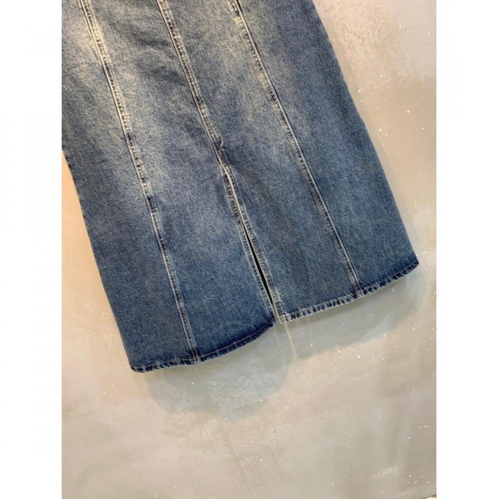 C S In The Room Collie Front Slit Long Denim Skirt 2Color C