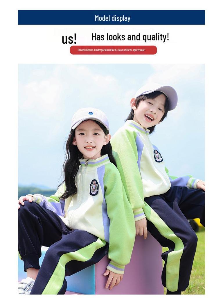 Conjunto de Uniforme Escolar de Três Peças: Roupa Esportiva de Outono/Primavera e Estilo Baseball para Crianças Pequenas, Médias e Grandes