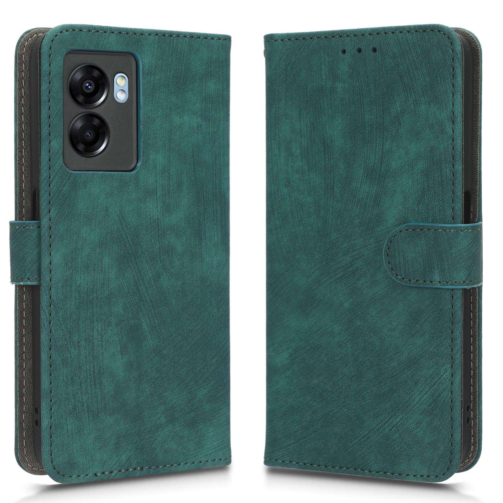 

For Oppo A57 (2022) 5G/A77 5G/K10 5G/Realme V23 5G/Q5i/Narzo 50 5G/OnePlus Nord N300 5G RFID Blocking Phone Case Magnetic Cover with Wallet Stand Green
