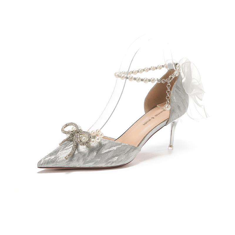 

Элегантные французские туфли на шпильках: Туфли для подружек невесты и невесты Baotou Shallow Mouth 34