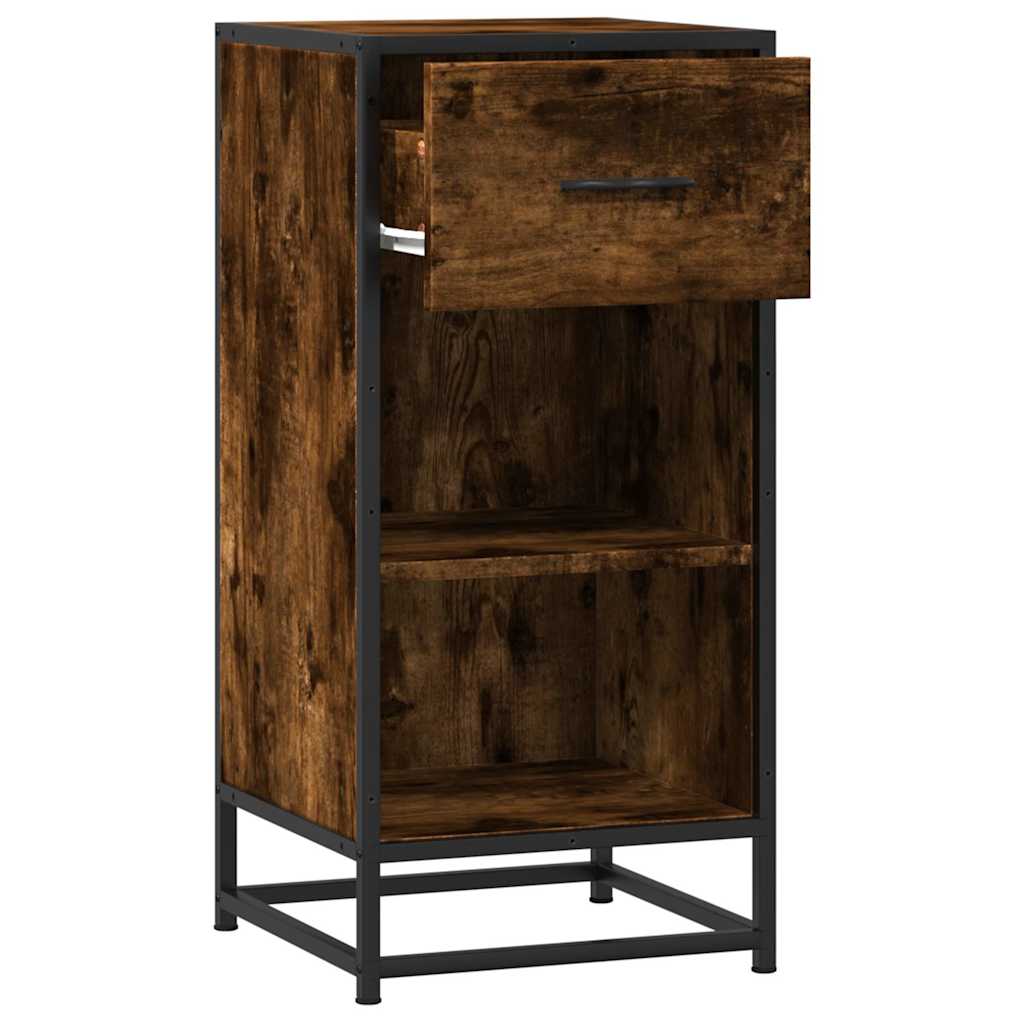 Sideboard in Smoked Oak Finish 35.5 x 35 x 76 cm Made of Engineered Wood and Metal