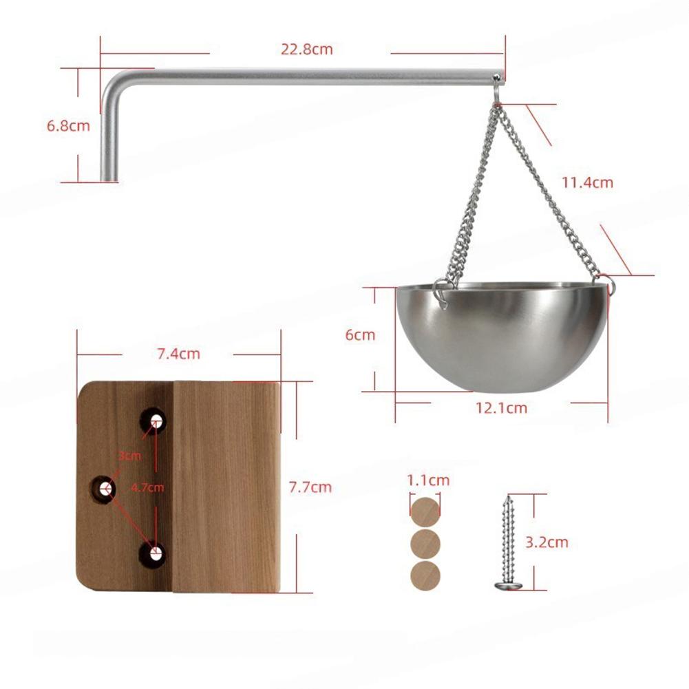 

Ароматерапевтична чаша для сауни з рухомим кронштейном, тримач для ефірних олій з нержавіючої сталі та елегантні дерев яні гвинтові кришки для сауни China Mainland