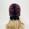 Black Women New Pear Christmas Hat Natural Mink Fur Luxury Winter Warm Balls Russian Beanie Hats