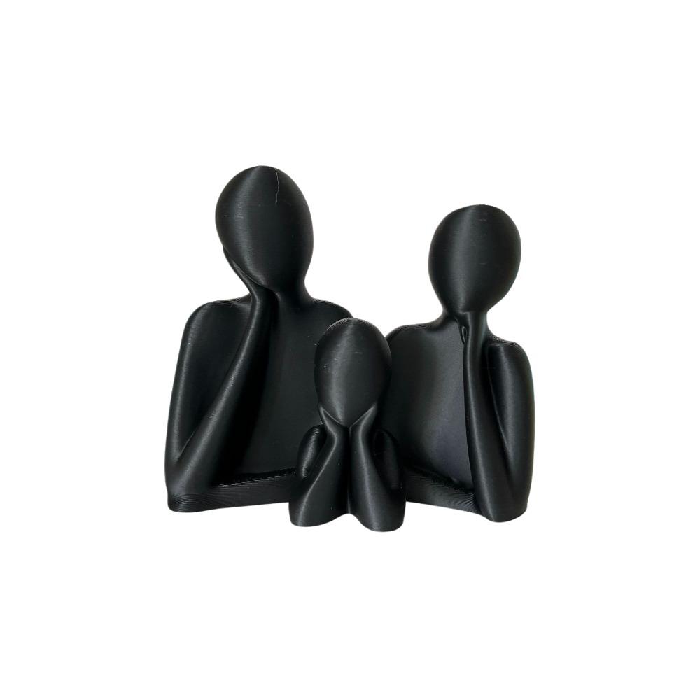 Couple Embracing Sculpture Abstract Family Sculpture Sculpture of A Family of Three  Bedroom Decor StyleB Black