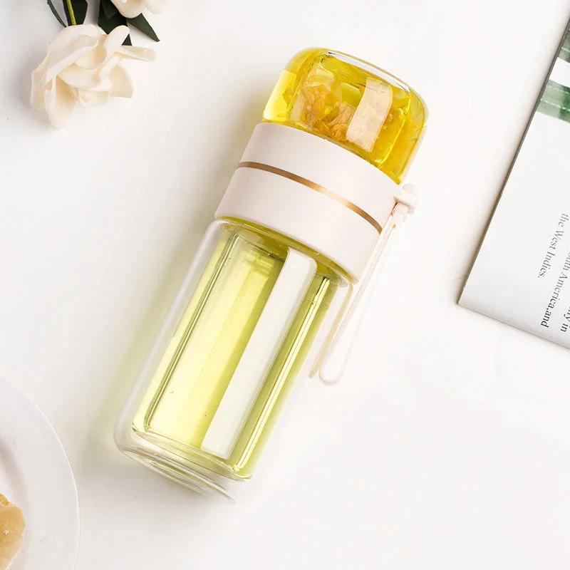 Creative Glass Thermos Mug 400ml Water Bottle Men and Women Portable Vacuum Flask Cup Teacup with Filter Business Gifts