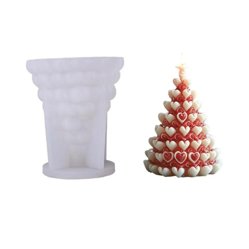 3D Рождественское Дерево Любви Свеча Силиконовая Форма DIY Опавшая Рождественская Изготовление Смола Гипс Аксессуары Свеча Аромат Кедр Форма Z6L1