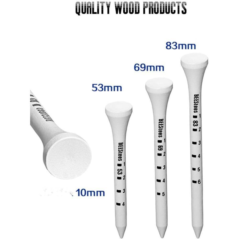 100PCS Bamboo Golf Tees Reduce Friction Side Spin Eco Friendly Durable Pack