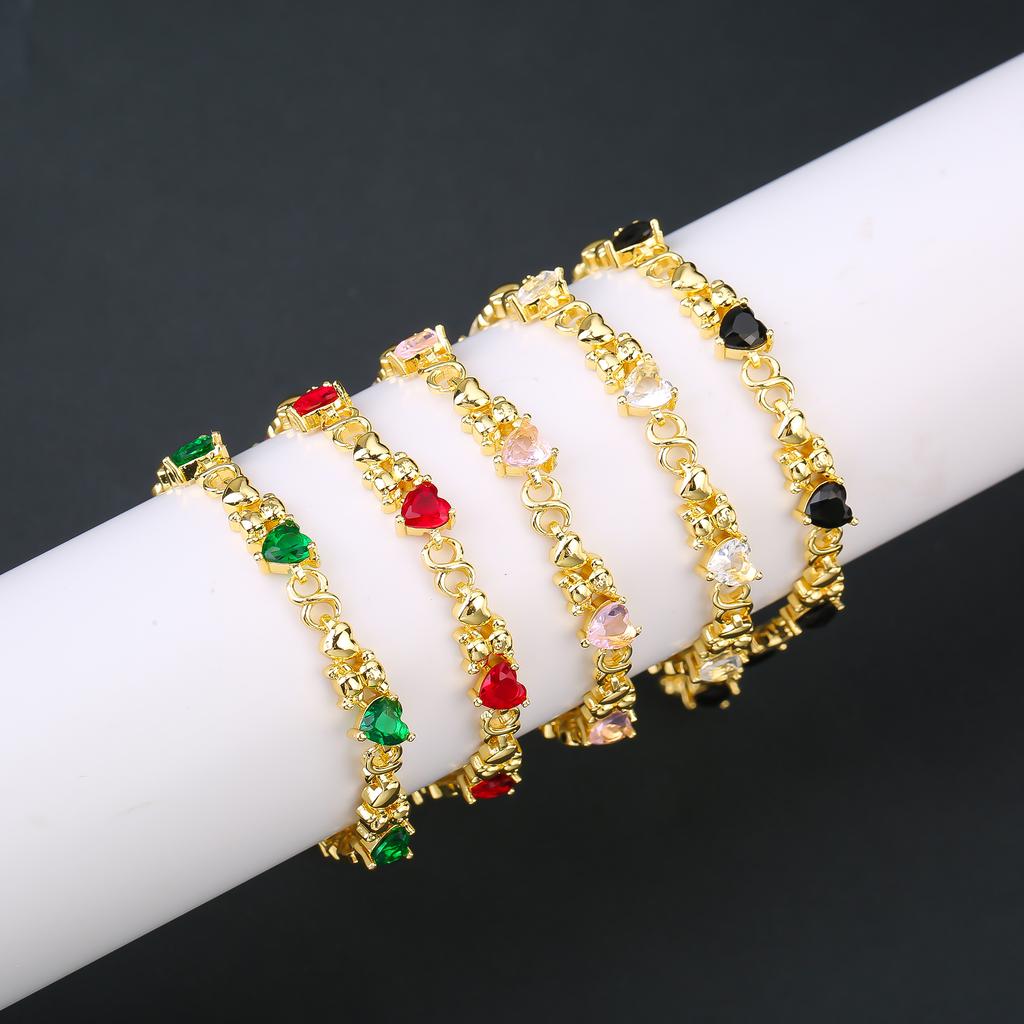 Gold-plated Heart Shape Crystal Cute Animal Bear Adjustable Bracelet Luxury for Women Girls New Fashion Party Jewelry Fine Gift