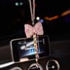 New Bowknot Car Pendant Cute Crystal Tassels Chain Rearview Mirror Ornament Pearl Rhinestone Car Accessories