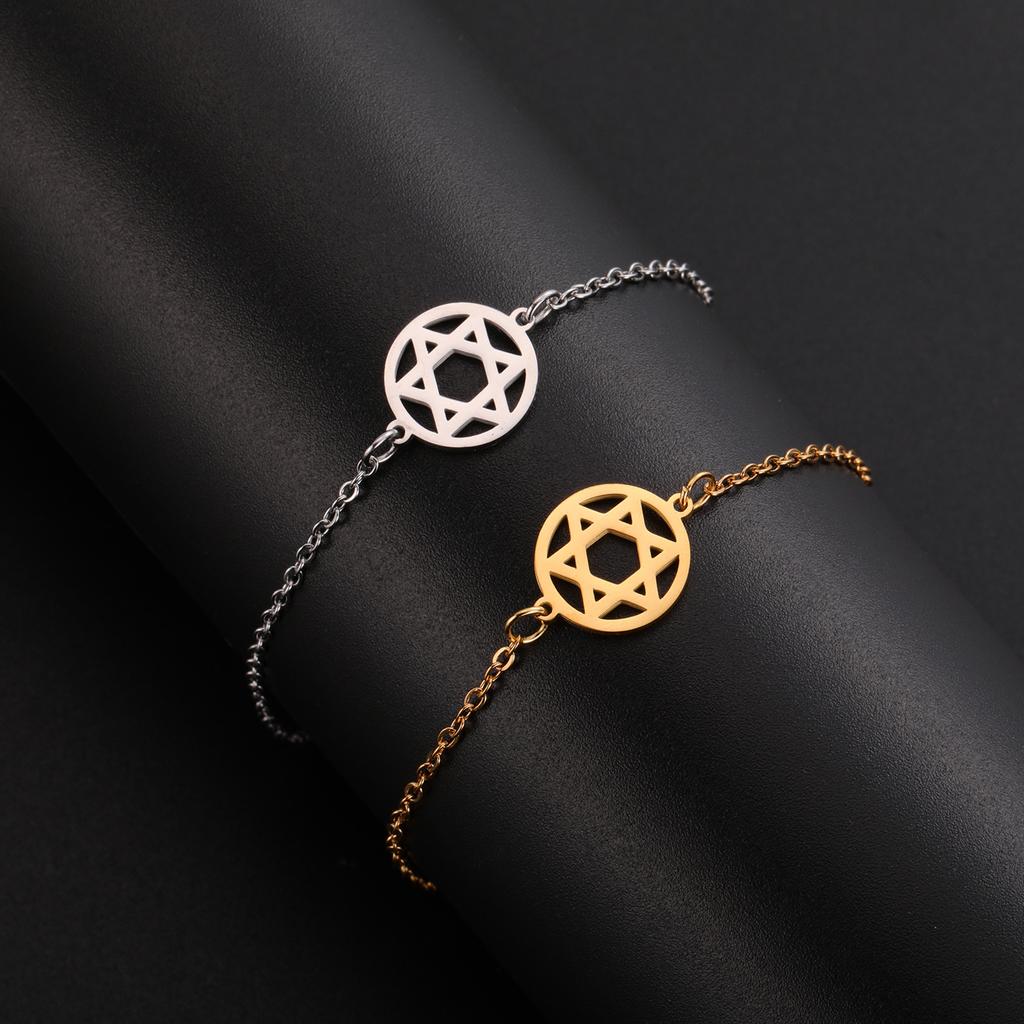 Hollow Out Hexagram Pendant Titanium Steel Bracelet Fashion Trendy Versatile Accessory