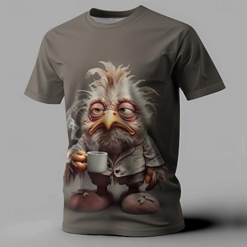 Men's Rooster Funny T-shirt Short-sleeved T-shirt 3D Printed Shirt Retro Casual Street Style Sports Outdoor Vacation Summer Clothing
