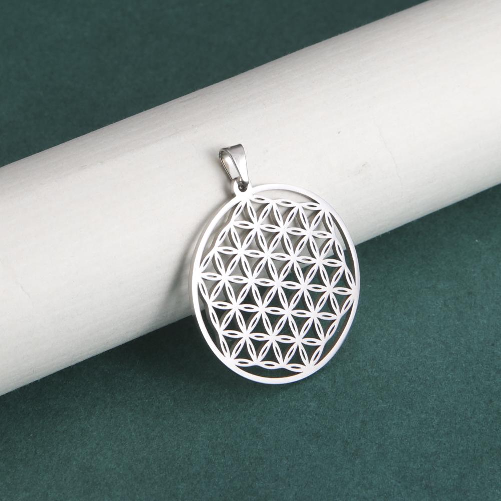 Lemegeton Flower of Life Charm Necklace DIY Jewelry Making Stainless Steel Golden Mandala Pendant Jewelry Handmade