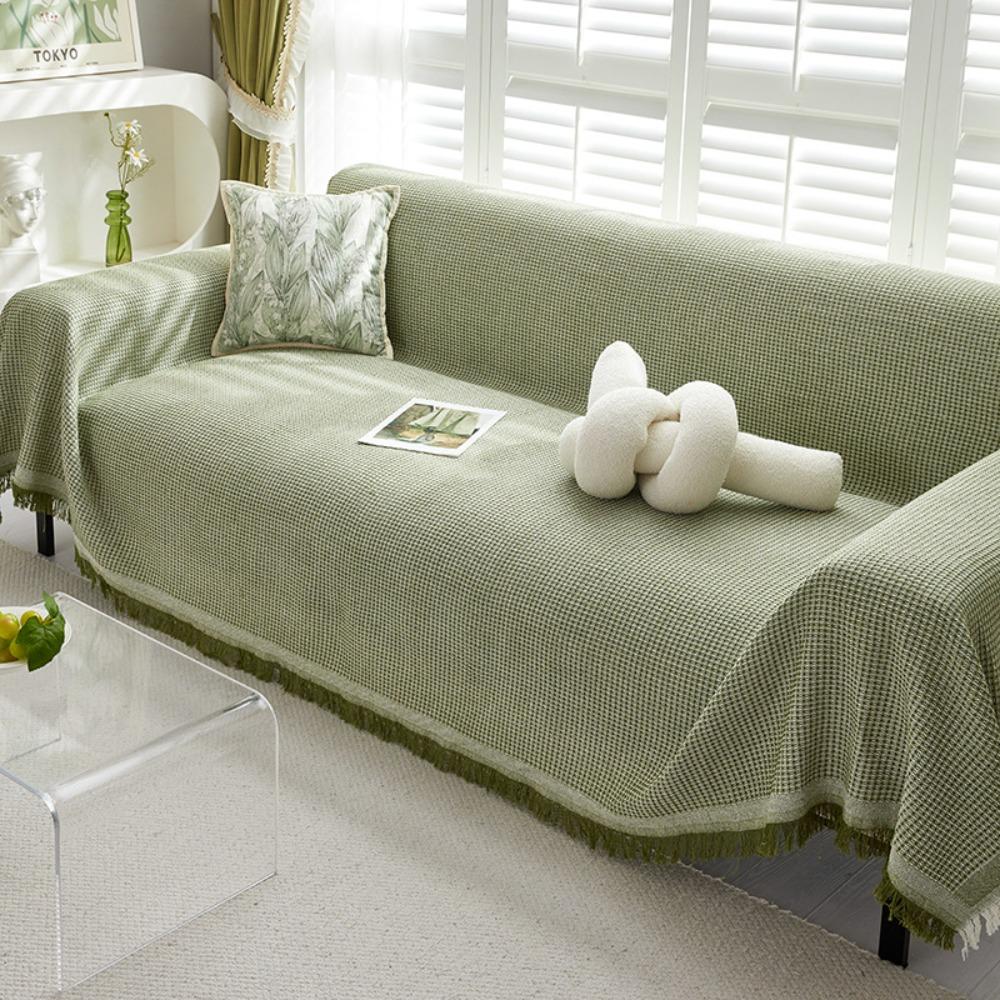 Universal Cream Sofa Cover Full Coverage Stretchable Slipcovers Cotton Gauze Couch Blanket for All Season Home Decor