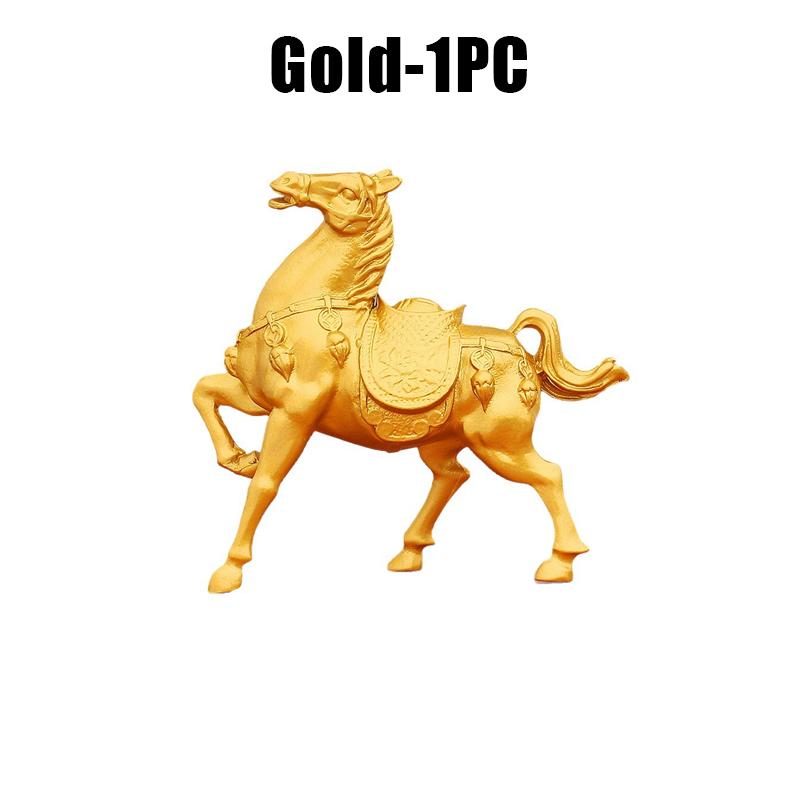 Premium Lucky Horse Gold Figurine Home Desktop Craft Zodiac Metal Alloy Ornament for Success Prosperity Decor