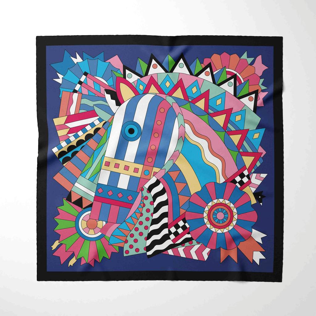 70cm*70cm Fashion  Design Print Silk Square Scarf Women Floral Foulard Horse Hairband Neckerchief Hijab Headband Bandana