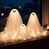 Outdoor Halloween Decorations 3Pcs Lighted Ghost Table Decor, LED Lamp, White Luminous Adjustable Height Decor Centerpiece, Spooky Tabletop