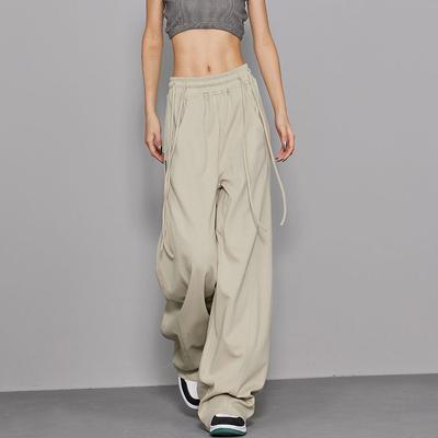 American Casual Long Sports Trouser Women New High Waist Slimming Loose Wide Leg Pants Elegant Slimming All-Match Straight Pants