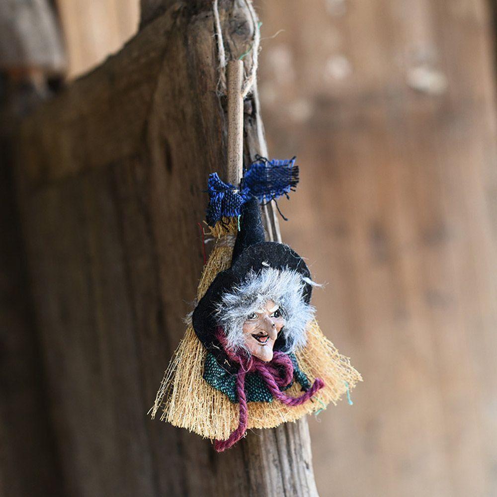 Handmade Witch Props Doll Witch Witch Broom Pendant Funny Halloween Witch Doll Fancy Dress Party