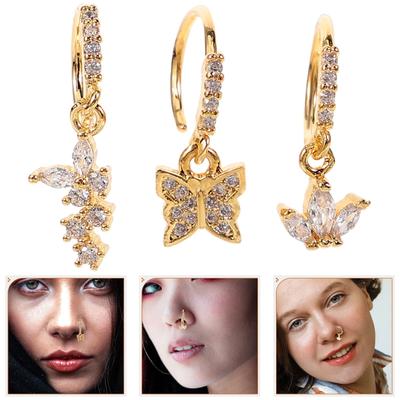 C-förmige falsche Nasenringe aus Edelstahl, kreisförmige Nasennägel aus Titanstahl, Körperpiercing-Zubehör