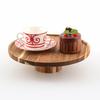 Solid Wood Fruit Bowl Tall Footed Food Cup Cakes Snack Plates Candy Dessert Circular Dinner Plate Kitchen Tableware Decor Dish