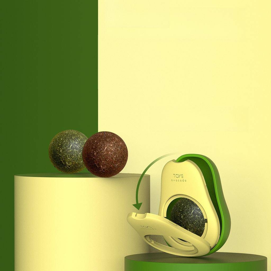 Catnip Ball Spinning Cat Toy Peppermint Ball Wood Polygonum Grinding Teeth Cleansing Self-Hi Boredom Teasing Cat Ball Pet Toy